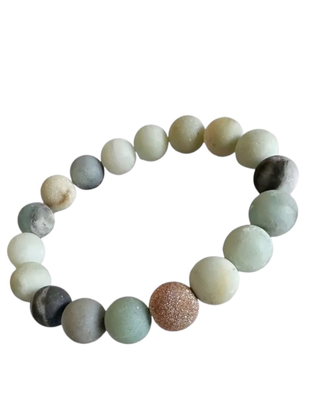 Matte Amazonite Bracelet | 10mm Beaded Stretch | 14K Rose Gold Filled Stardust